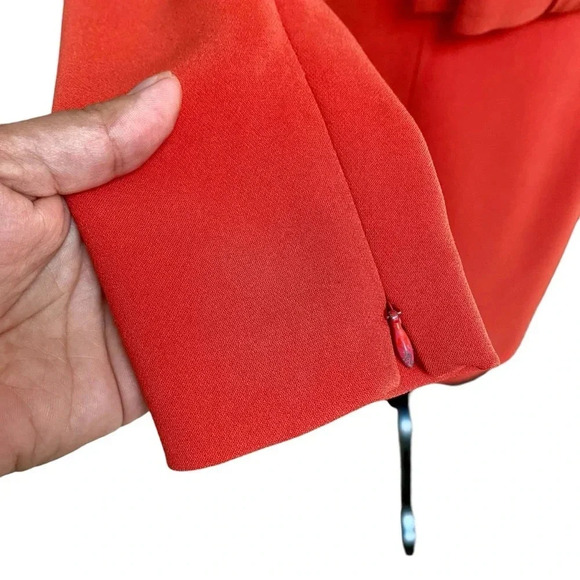 Reiss Genie Dress 4 Bright Orange Bow Waist Long Sleeve Cocktail Party Dress - Picture 6 of 15